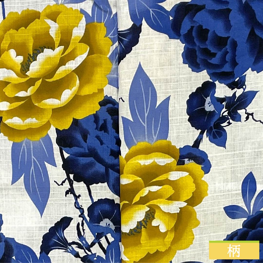 (新品未使用品)浴衣 木綿 身丈163.5cm 裄丈69cm NEWランク 単衣 白系 型染 牡丹 未使用品 1118006801411