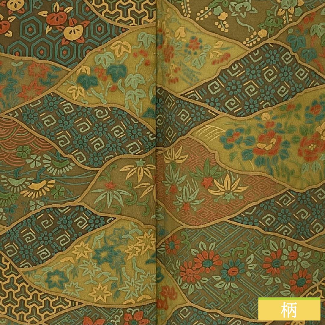 小紋 正絹 身丈159.5cm 裄丈66cm 袷 型染 割付 古典柄 Sランク グラデーション系 1115006082399