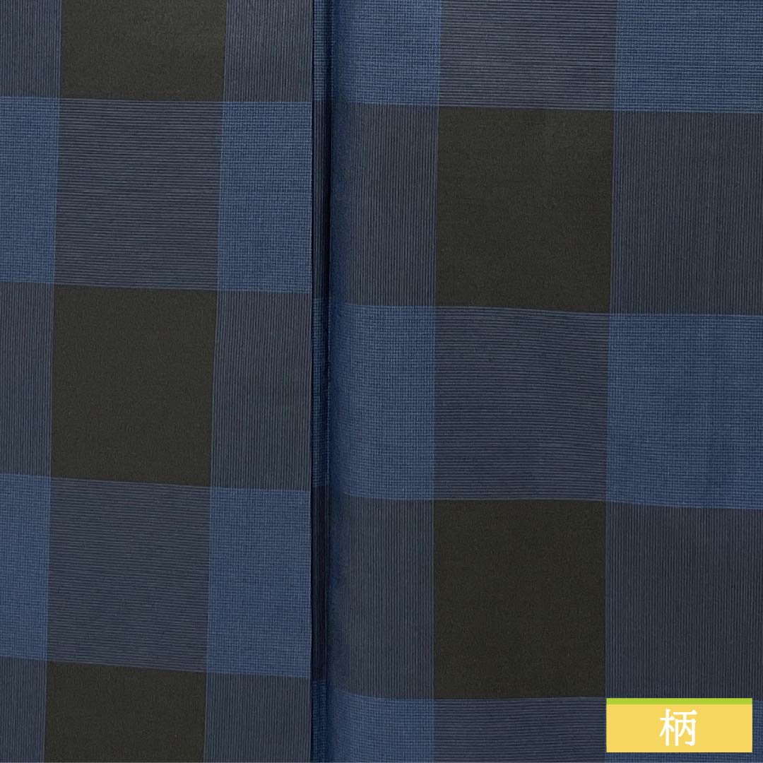 Pure silk tsumugi (pongee) kimono, S rank, length 158cm, sleeve length 66cm, navy blue (kon-iro) Oshima tsumugi, checkered pattern, lined, navy blue, product number 1116004632318