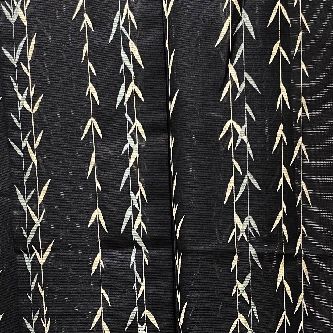 Summer item, polyester, small pattern, length 162cm, sleeve length 66cm, black, bamboo, with lining, unused, silk, A rank, black, 1132000233410