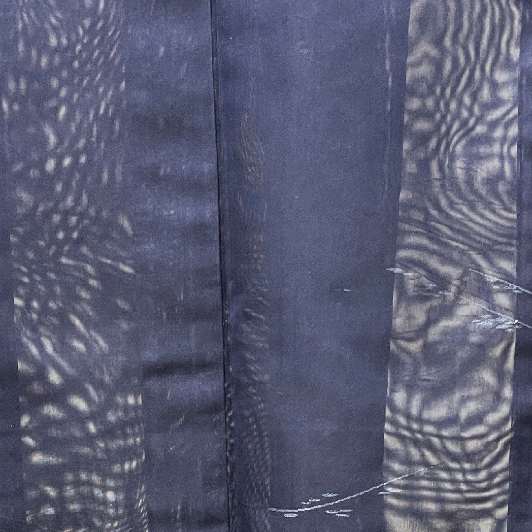 Summer item, pure silk, plain color, length 162.5cm, sleeve length 63.5cm, dark blue, abstract pattern, gauze, rank S, navy, 1132001172418