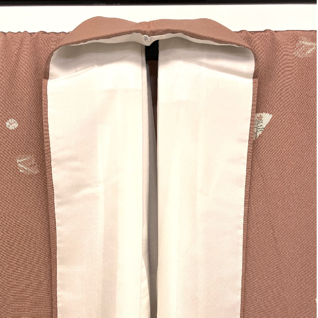 小紋 身丈167cm 裄丈69cm 袷 洗える着物 草花模様 ポリ Sランク ピンク系 1115001612513