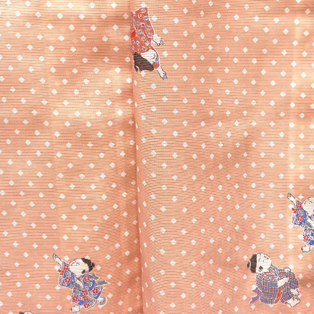 Summer kimono, polyester, small pattern, length 158cm, sleeve length 64cm, dawn color, washable kimono, silk, S rank, pink, 1132001462313