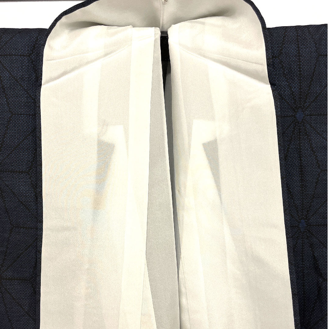 大島紬 身丈156cm 裄丈62cm 経緯絣 麻の葉 正絹 Sランク 袷 紺系 1116001202318