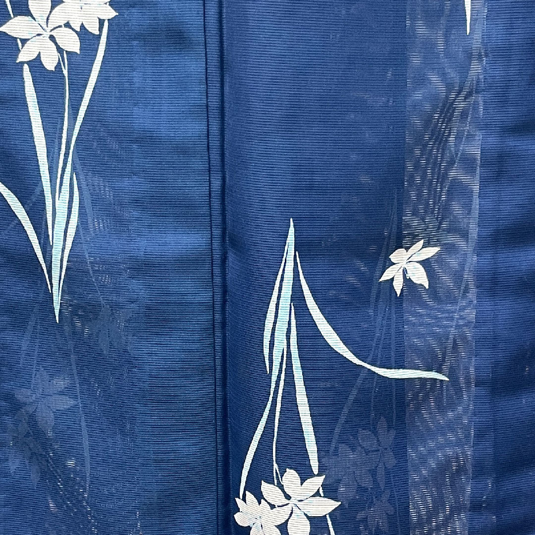 夏物 ポリエステル 小紋 身丈160cm 裄丈63cm 呉須色(ごすいろ) タマスダレ しつけ糸付き 未使用品 絽 Sランク 青系 1132000962417