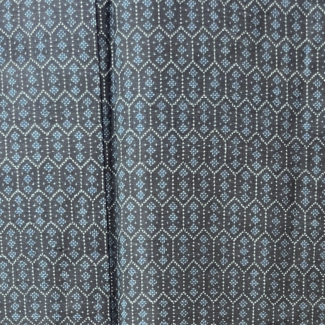 大島紬 身丈160.5cm 裄丈63cm 濃紺色 経緯絣 亀甲 正絹 Aランク 袷 紺系 1116002593418