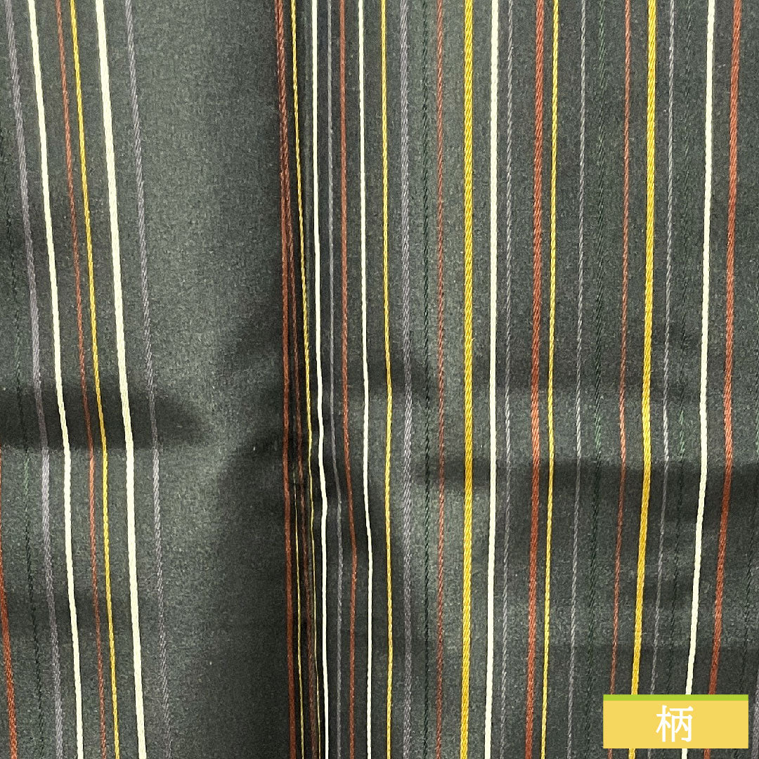 小紋 ポリエステル 身丈164.5cm 裄丈65cm 袷 洗える着物 縞模様 Sランク 黒系 1115003952410