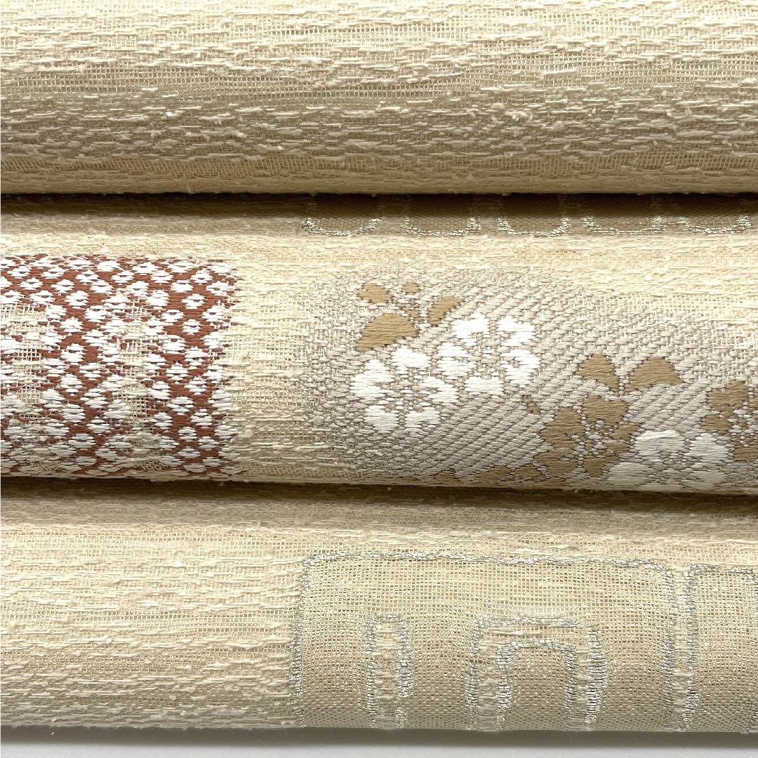 袋帯 生成り色(きなりいろ) 加納幸 源氏香 帯丈437cm 正絹 Sランク 六通 セミフォーマル ベージュ系 1123008612325