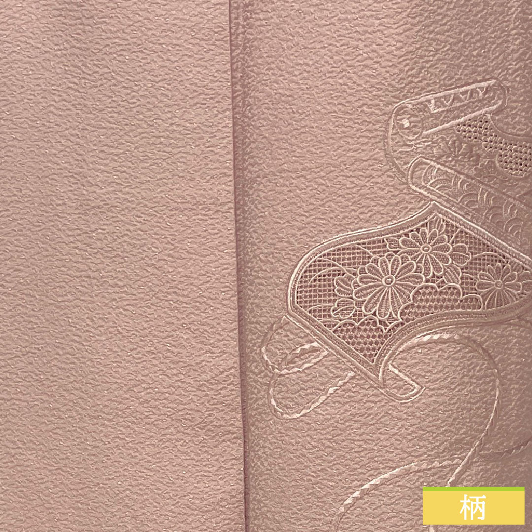 訪問着 正絹 袷 身丈149cm 裄丈62cm 薄藤色(うすふじいろ) 汕頭刺繡 蘇州刺繡 一つ紋 中陰五三桐 Sランク 紫系 1112005112120