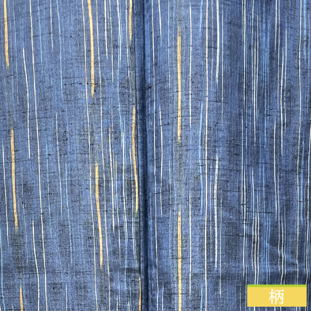 紬 正絹 身丈154.5cm 裄丈62cm 瑠璃紺色 よろけ縞 しつけ糸付き 未使用品 Sランク 単衣 紺系 1116003122218