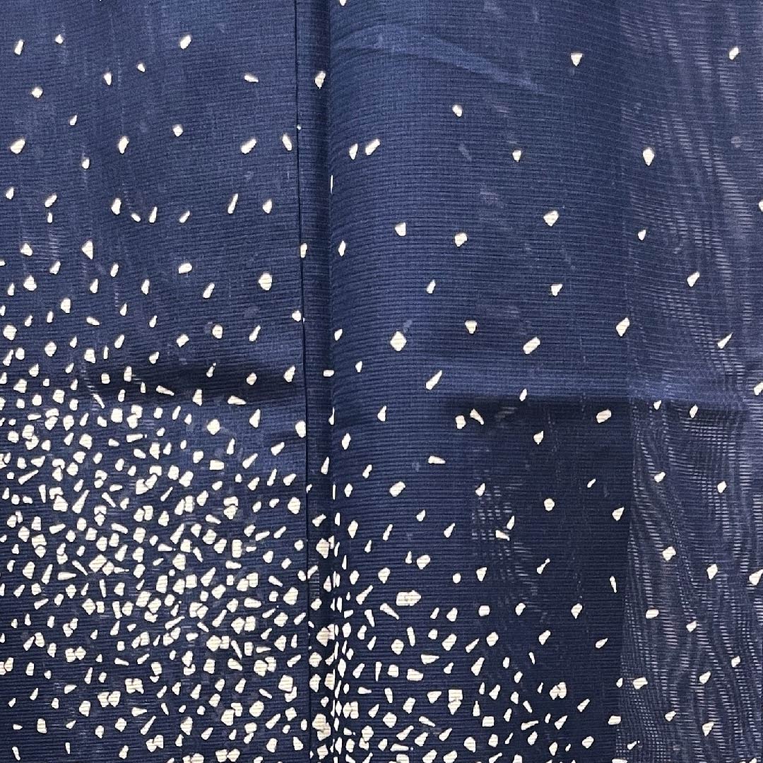 夏物 ポリエステル 訪問着 身丈166.5cm 裄丈66.5cm 韓藍色(からあいいろ)幾何学模様 絽 Aランク 紺系 1132000073518