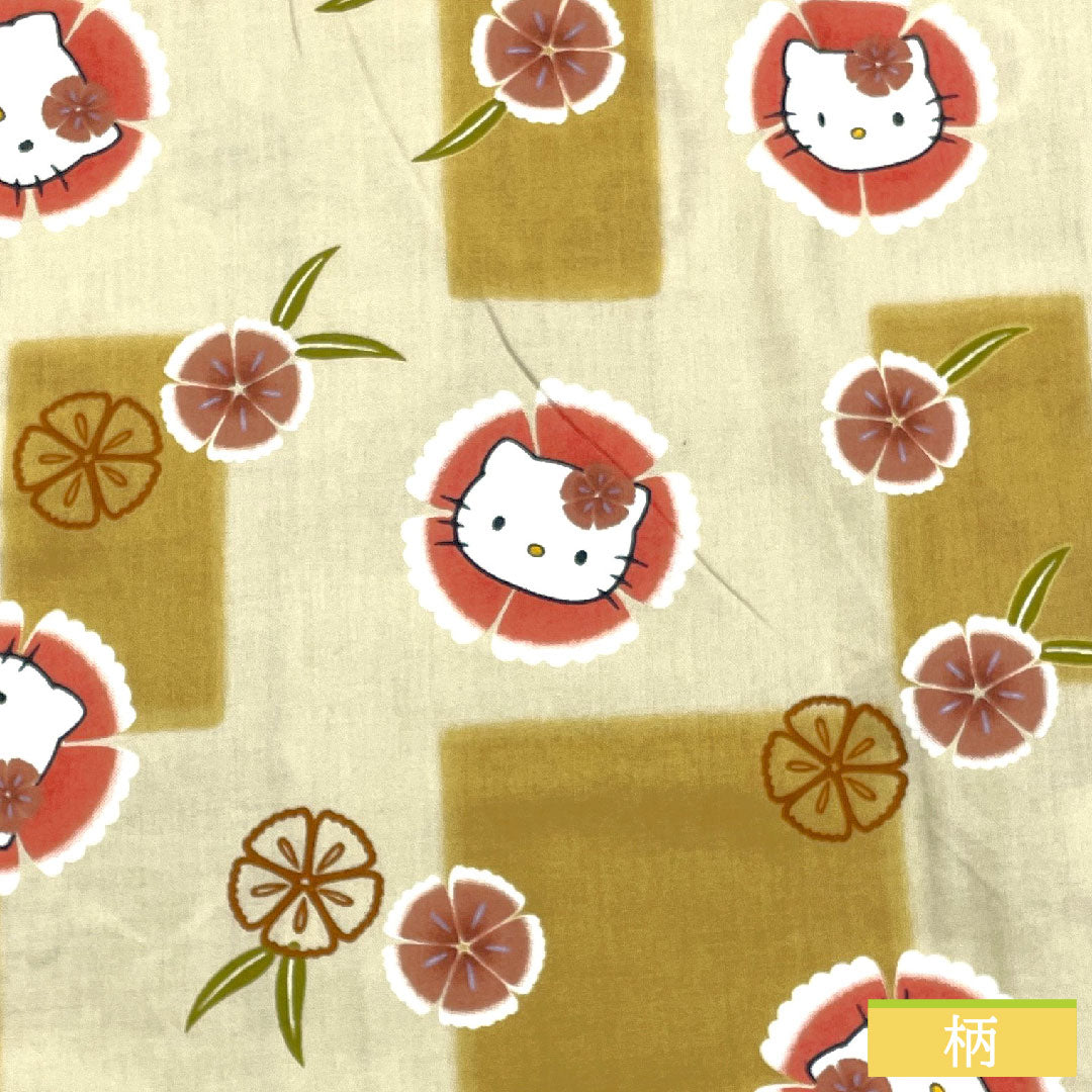 Yukata Cotton Length 167.5cm Sleeve length 68cm S rank Single layer Beige Sobakiri color Hello Kitty Nadeshiko 1118004832525