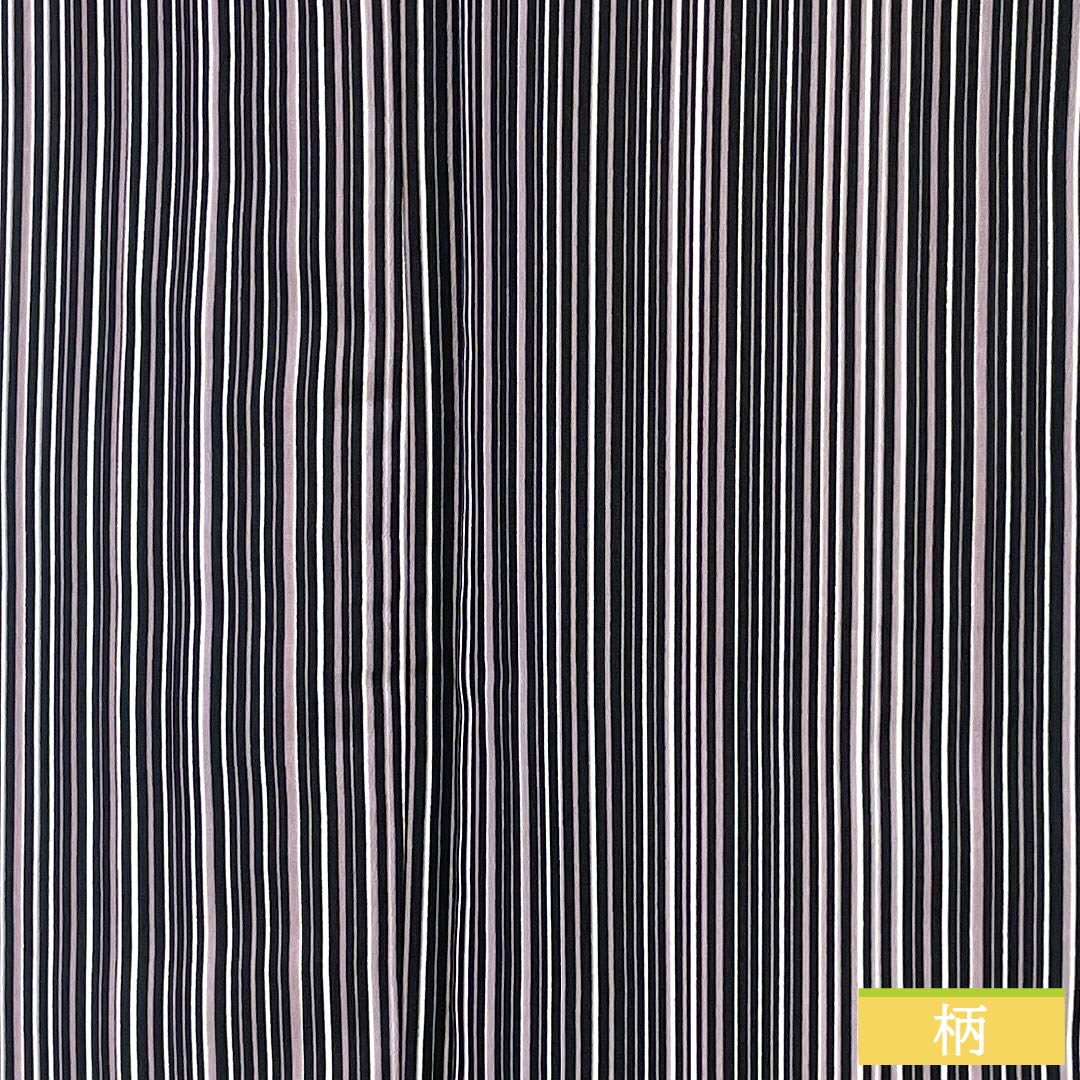 小紋 ポリエステル 身丈167.5cm 裄丈67cm 袷 縞 洗える着物 しつけ糸付き Sランク 黒系 1115005512510