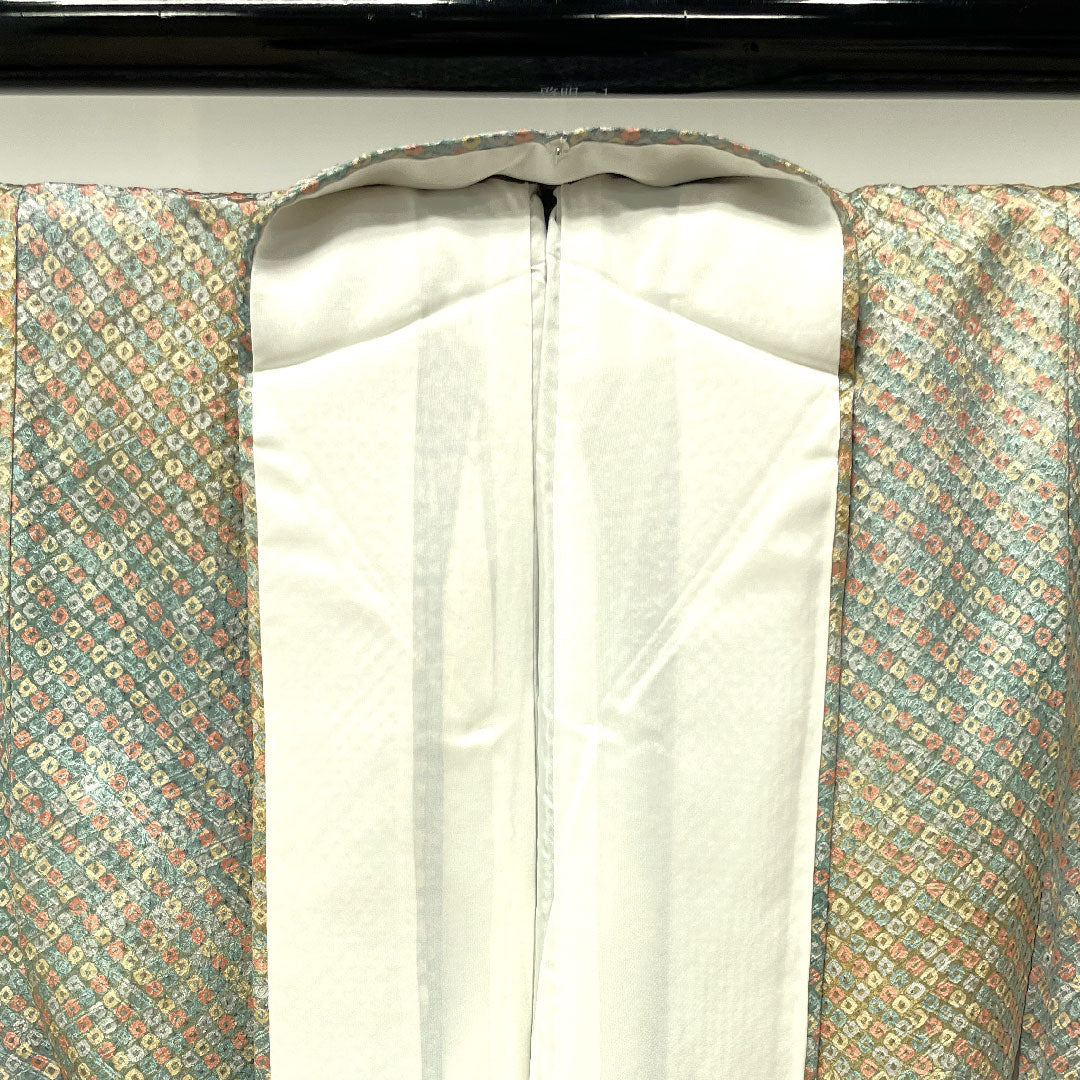 小紋 身丈156cm 裄丈62.5cm 袷 絞り 鹿の子絞り 正絹 Aランク グラデ 1115003103399