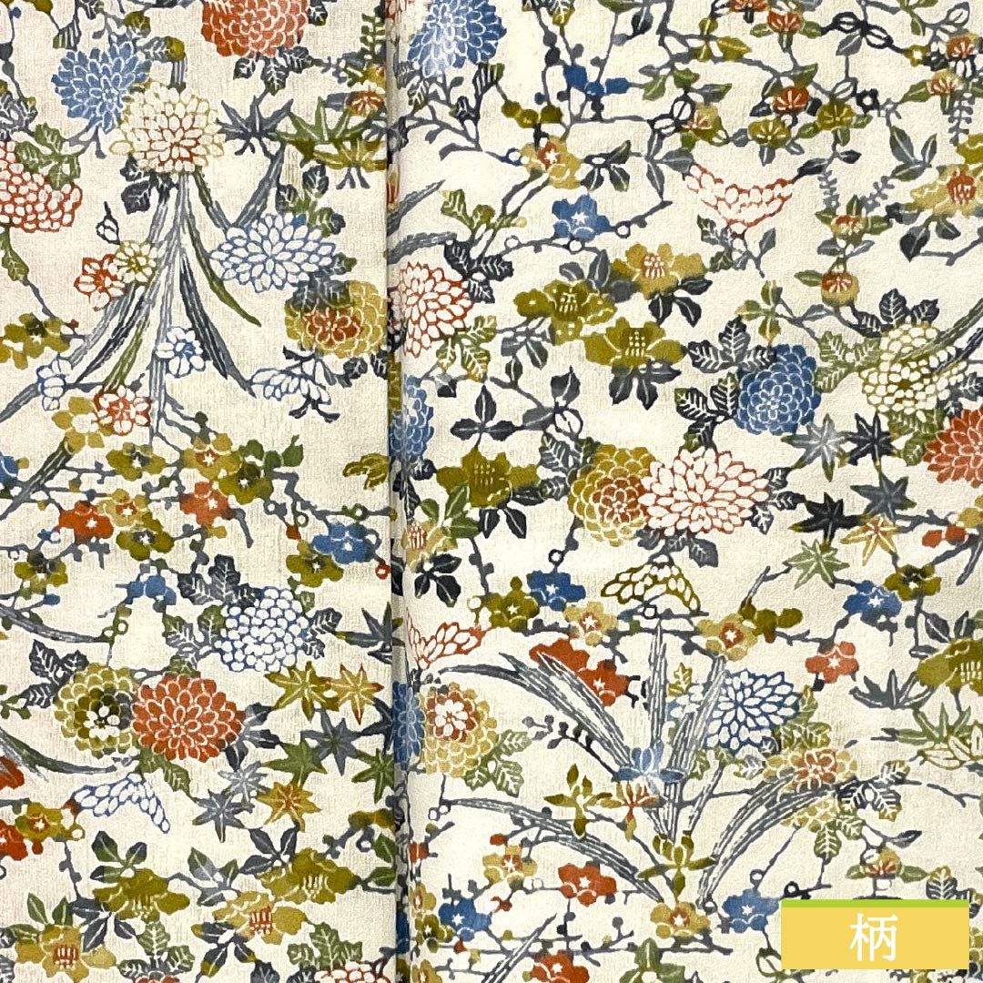 小紋 正絹 身丈154.5cm 裄丈63.5cm 袷 象牙色(ぞうげいろ) 型染 草花模様 Sランク クリーム系 1115005492215