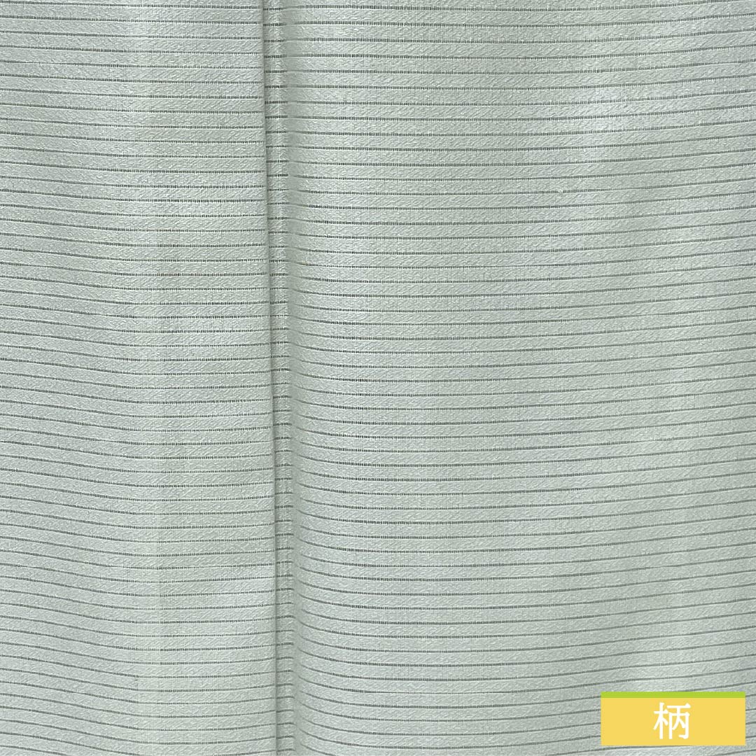 夏物 ポリエステル 色無地 Aランク 身丈163cm 裄丈66cm 青白磁色(せいはくじいろ) 一つ紋 五三桐 洗える着物 絽 緑系 1132002903419