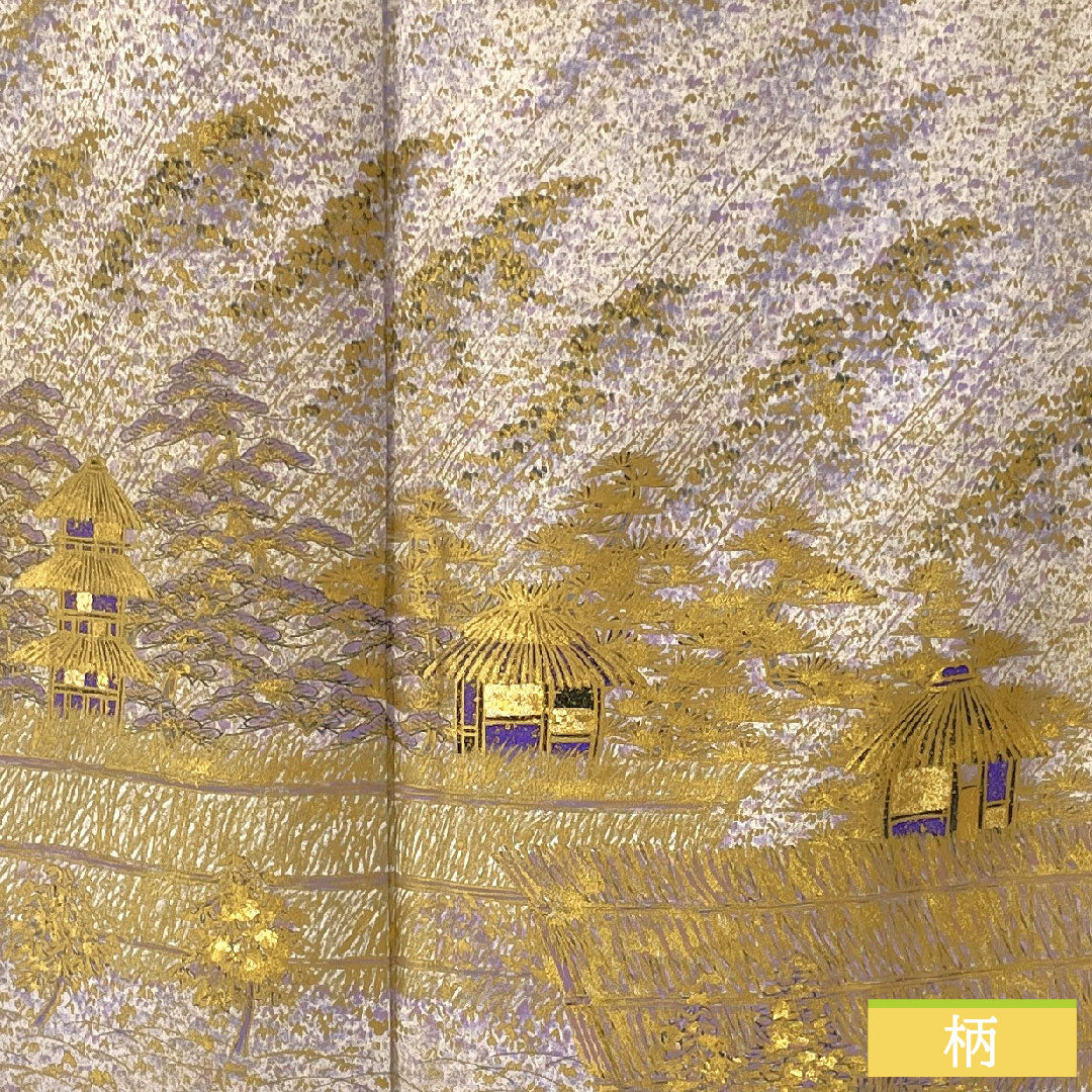 訪問着 正絹 袷 身丈158cm 裄丈62cm 銀白色(ぎんはくしょく) 京友禅 風景模様 パールトーン加工 作家物 Aランク グレー系 1112004963322