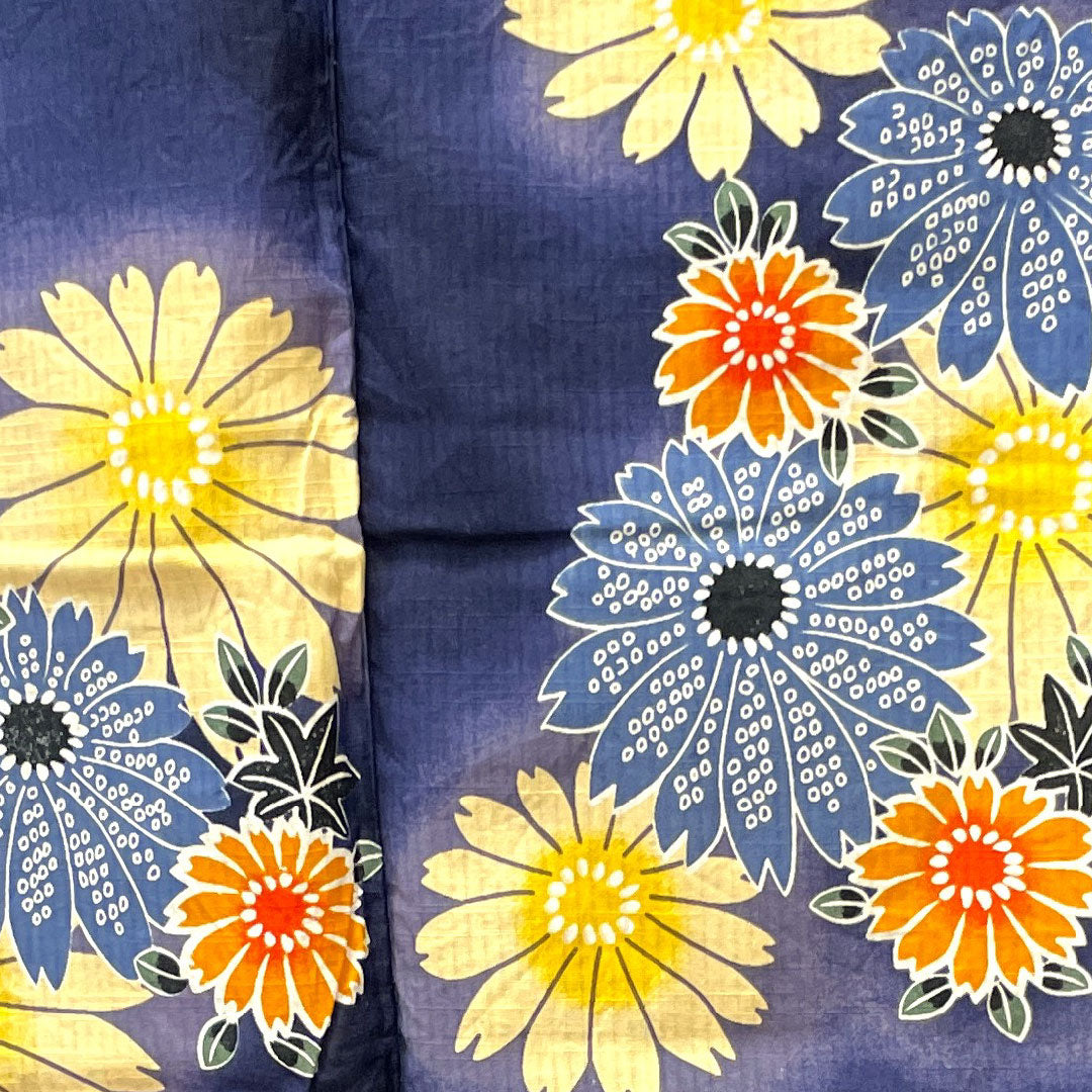 浴衣 マリーゴールド 木綿 Sランク 単衣 身丈154.5cm 裄丈62cm 紺系 1118002102218