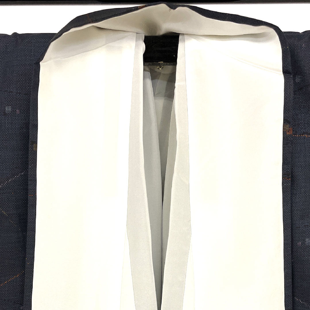 大島紬 身丈160cm 裄丈64cm 線描きに箔散らし模様 正絹 Sランク 袷 紺系 1116000812318