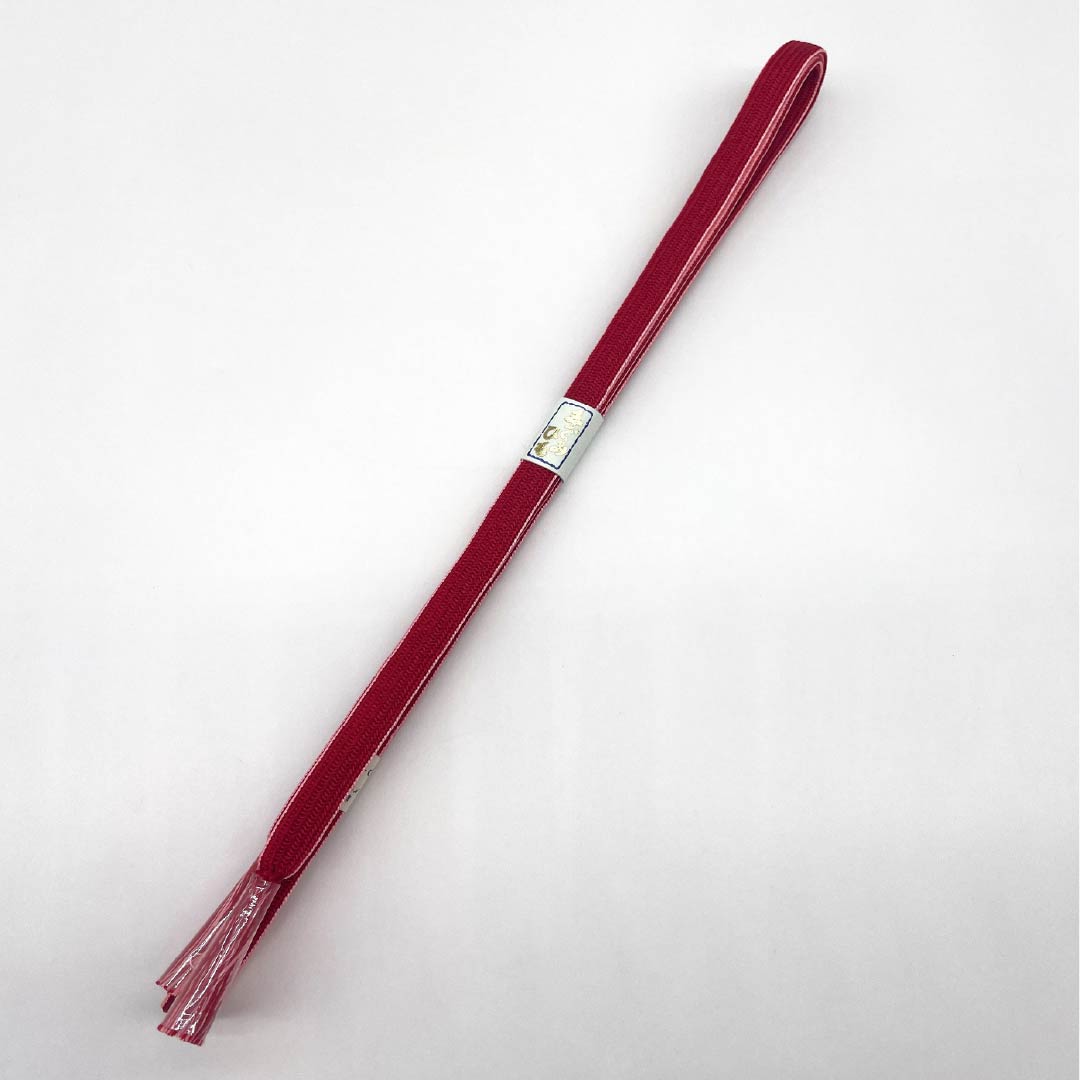 (新古品) 帯締め・帯揚げセット 正絹 Sランク 蘇芳色(すおういろ) 真紅色(しんくいろ) ラメ入り 長さ約156cm 幅約1.3cm セミフォーマル 赤系 1141000152312