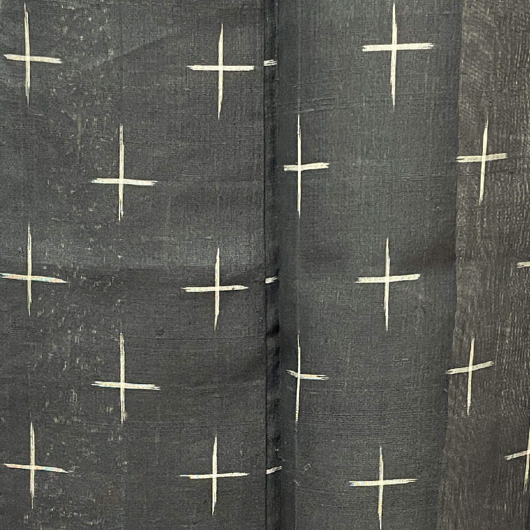 夏物 正絹 紬 身丈159cm 裄丈62cm 十字絣 紗 Sランク 黒系 1132000792310