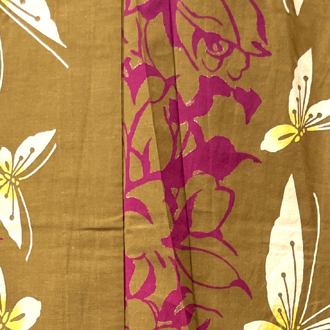 浴衣 伽羅色 蝶 薔薇 木綿 Aランク 単衣 身丈160.5cm 裄丈64.5cm 茶系 1118001743414