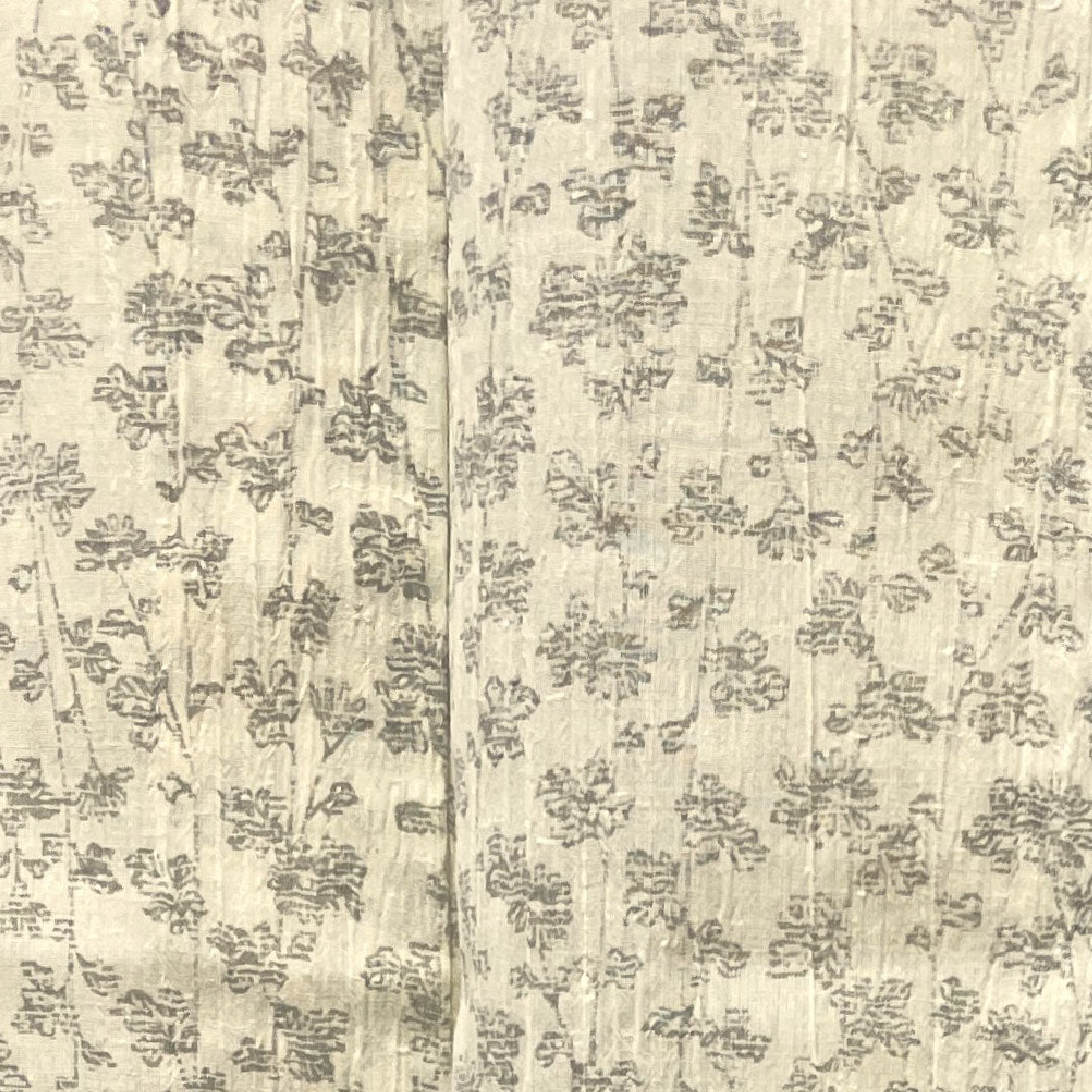 小千谷縮 身丈147cm 裄丈62cm 草花模様 麻 Sランク 夏物 クリーム系 1116002472115