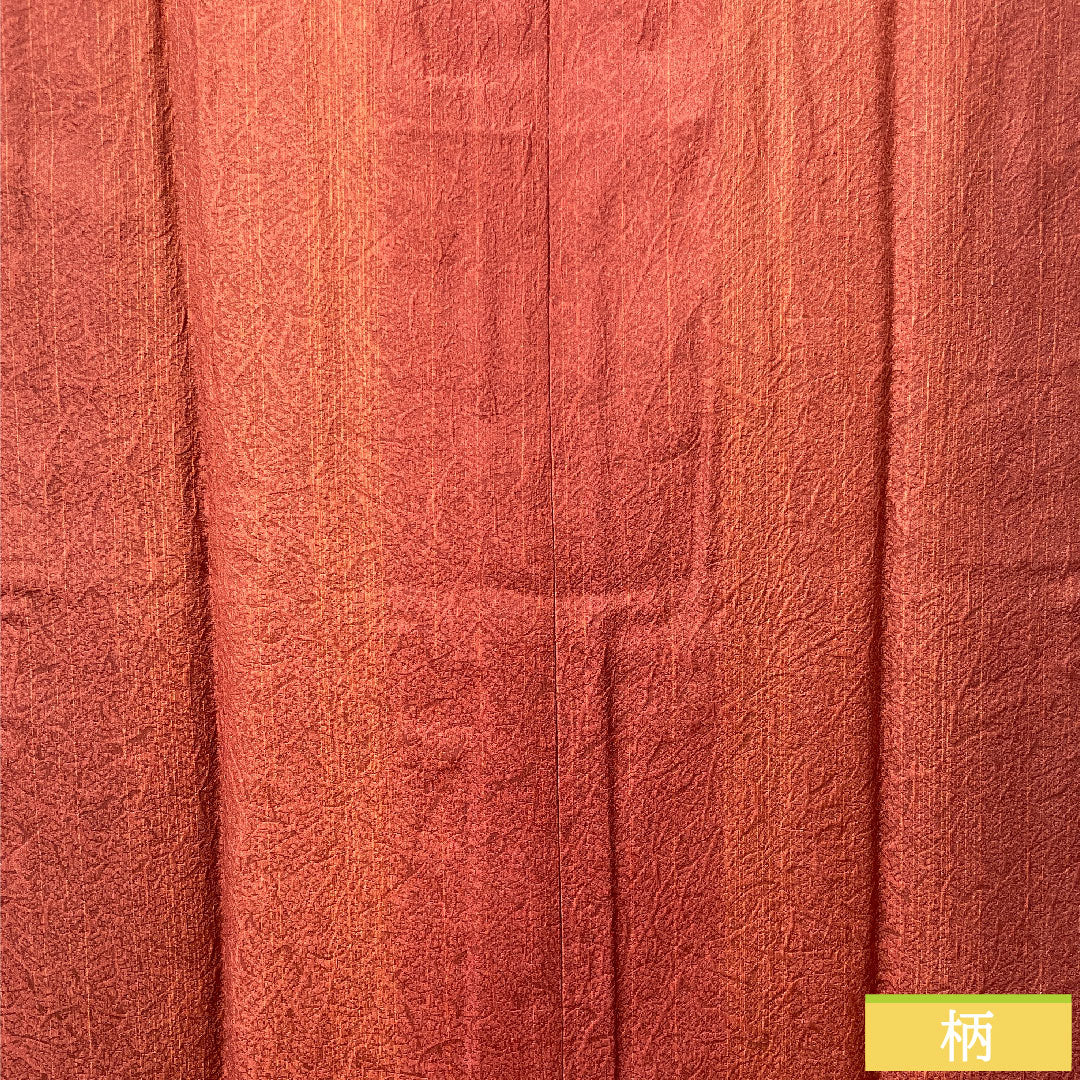 道行コート 正絹 身丈85cm 裄丈67cm 深緋色 抽象模様 Sランク 袷 赤系 1117000812912