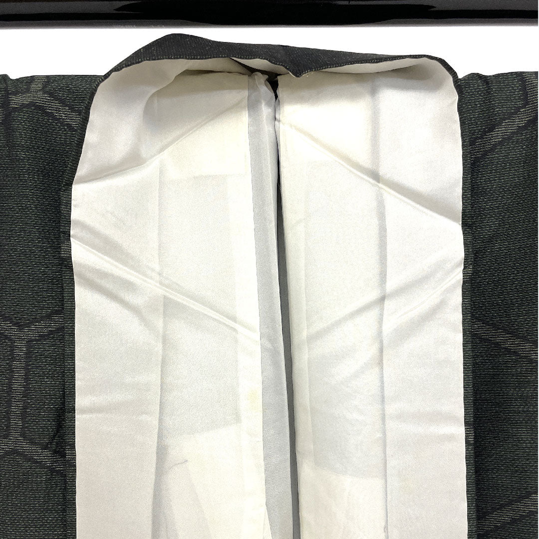 大島紬 身丈166cm 裄丈67cm 緯総絣 亀甲 正絹 Bランク 袷 緑系 1116001554519