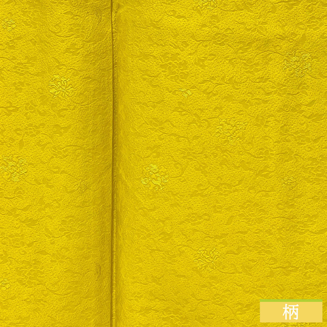 色無地 正絹 身丈168cm 裄丈65.5cm 藤黄色(とうおういろ) 唐草模様 袷 Aランク 黄系 1114001673523