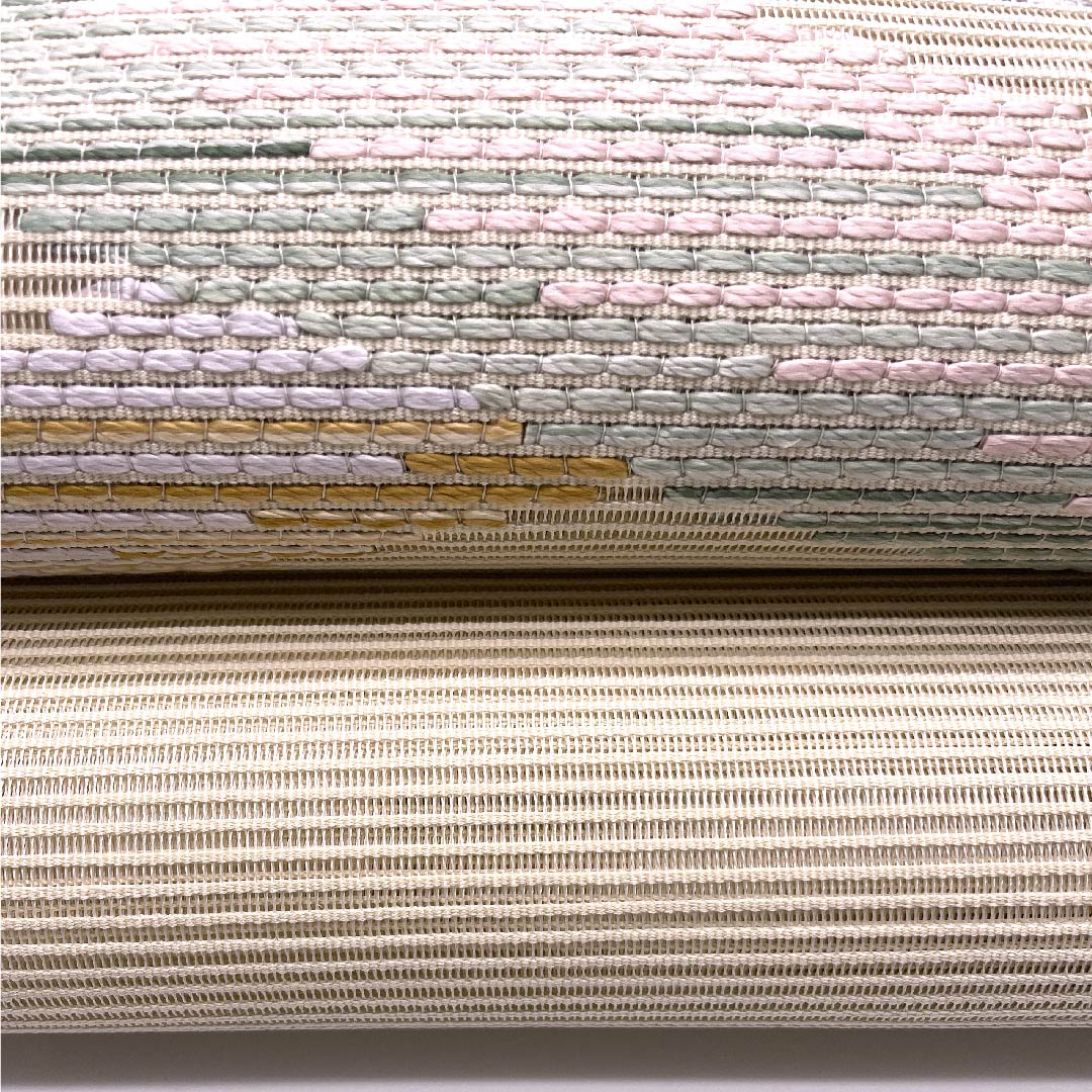 (Brand new, unused) Fukuro Obi, Summer Obi, Natural color (Kinari-iro), Geometric pattern, Summer, Obi length 454cm, Pure silk, NEW rank, Point pattern, Semi-formal, Beige, 1123008481425