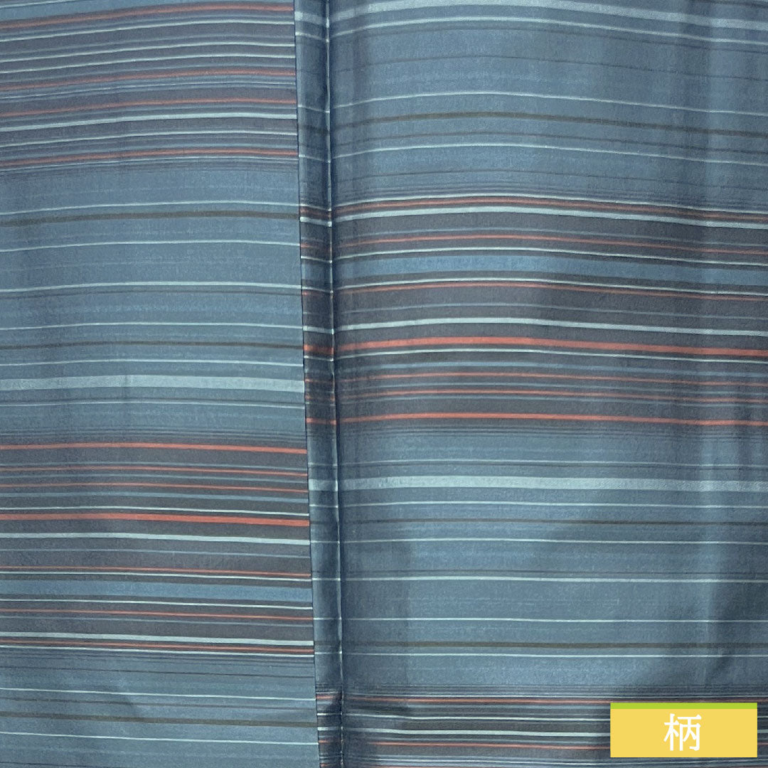 紬 正絹 身丈160cm 裄丈66cm 熨斗目花色(のしめはないろ) 縞大島 しつけ糸付き Aランク 袷 青系 1116003643417