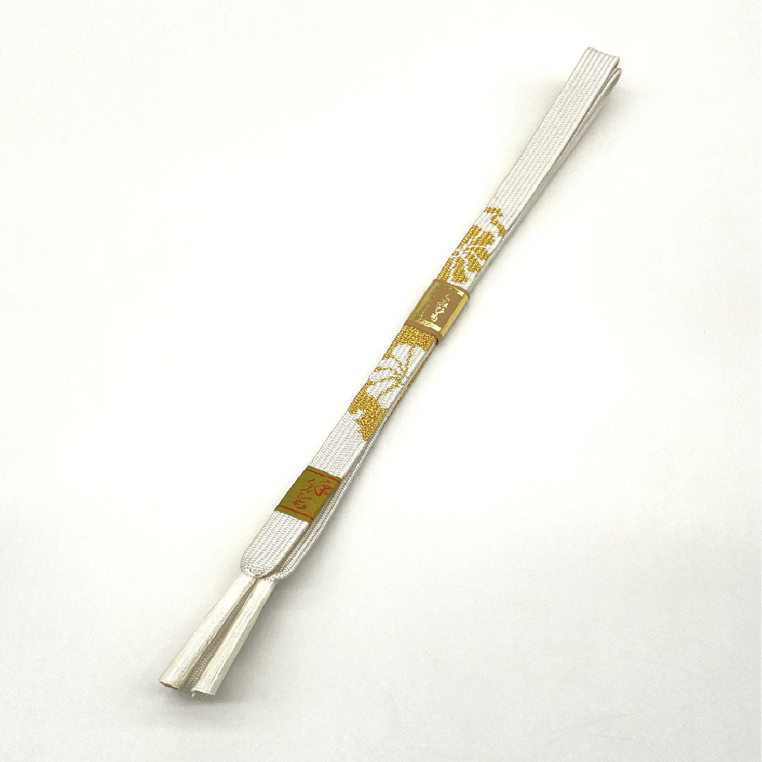 (新古品) 帯締め・帯揚げセット 正絹 Aランク 結婚式 披露宴 扇付き 長さ約158cm 幅約1.5cm 留袖用 白系 1141000033311