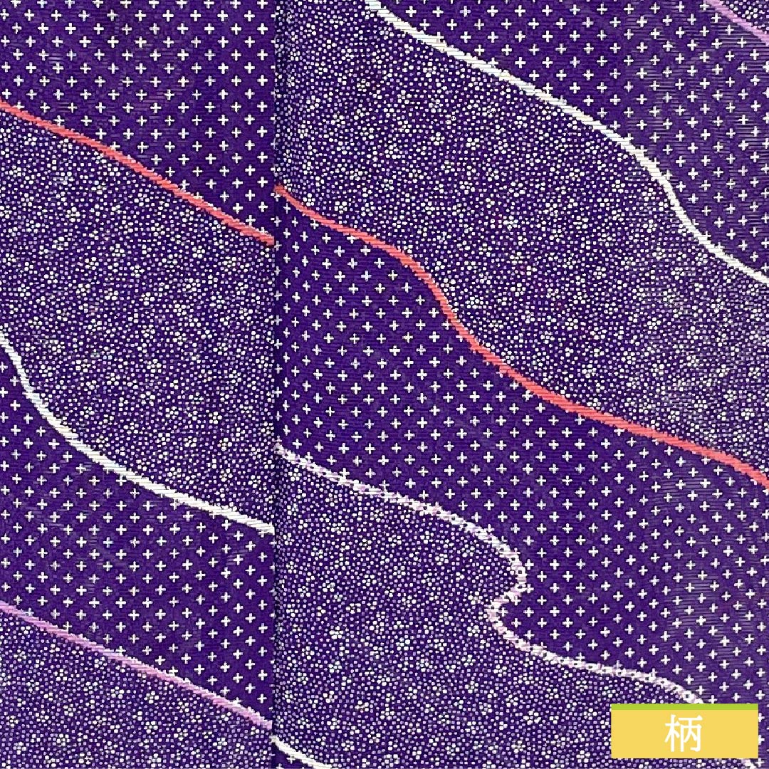 夏物 ポリエステル 小紋 身丈167.5cm 裄丈68.5cm 紫色(むらさきいろ) 小花模様 道長取り 洗える着物 絽 Sランク 紫系 1132002522520