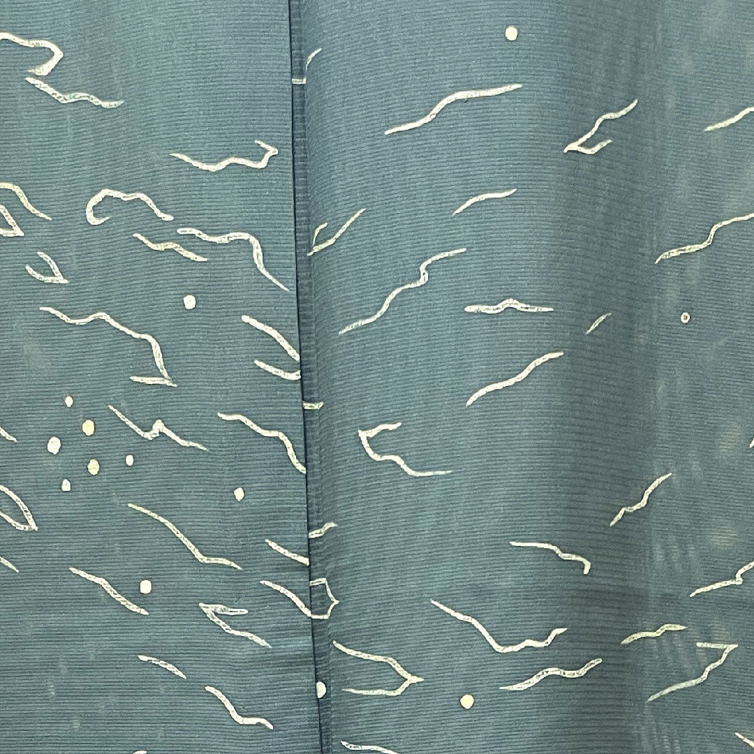 夏物 正絹 小紋 身丈161cm 裄丈65cm 熨斗目花色(のしめはないろ) 幾何学模様 絽 Sランク グレー系 1132001572422