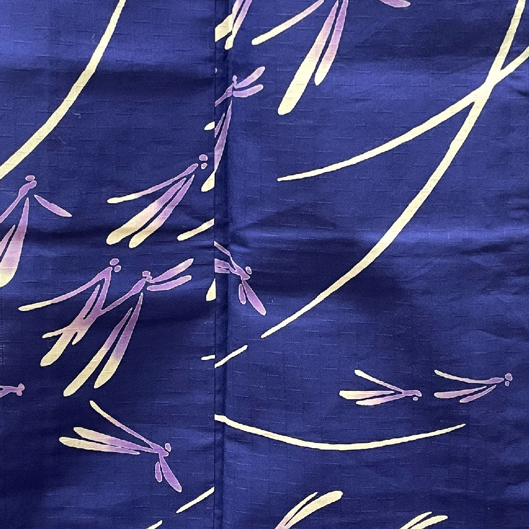 浴衣 しつけ糸付き 未使用品 紺桔梗色 トンボ 木綿 Sランク 単衣 身丈168cm 裄丈66cm 紺系 1118002692518