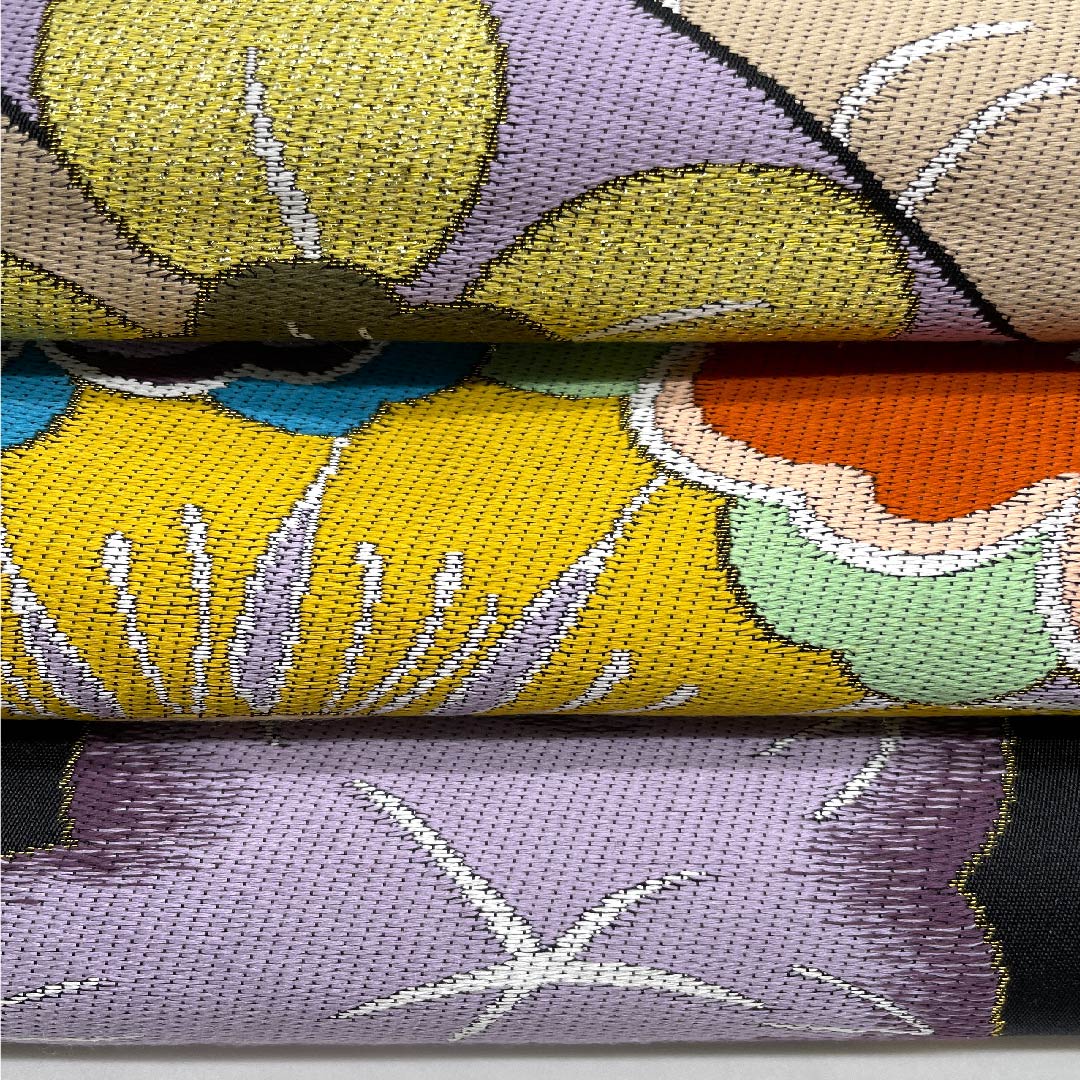 Formal black obi for furisode (long-sleeved kimono). Made by Hakuayaen Oba. Length: 442cm. Made of pure silk, S-rank. Six-fold hem. Product code: 1123007842310.