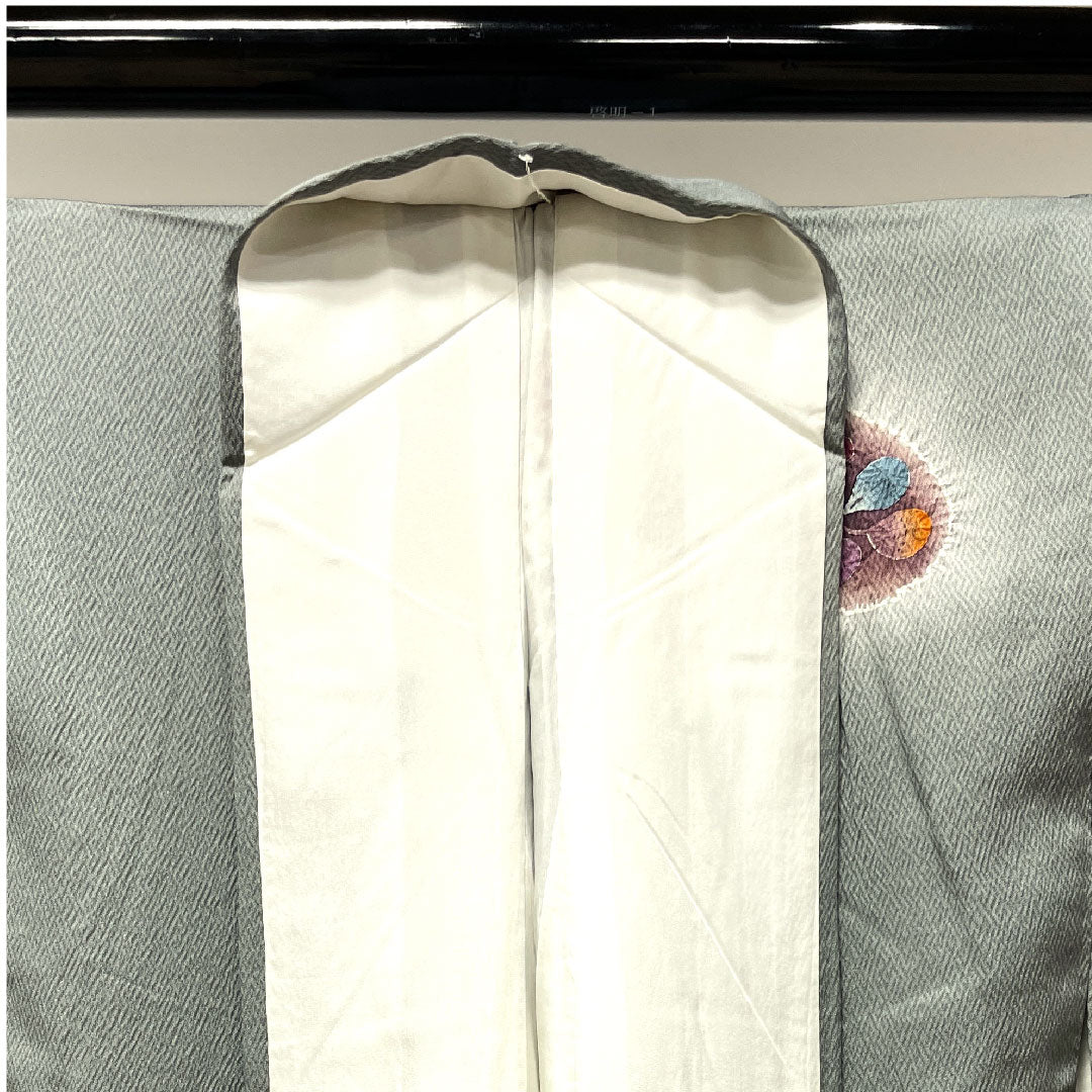 訪問着 袷 身丈159.5cm 裄丈64cm 浅葱鼠色 桐屋翠山工房 辻ヶ花 正絹 Aランク グレー系 1112002113322