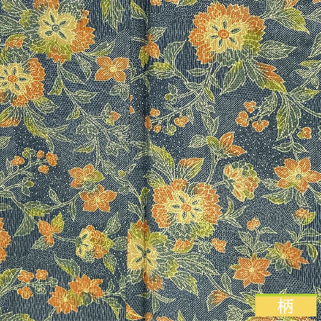 小紋 ポリエステル Sランク 身丈159.5cm 裄丈63.5cm 袷 御召御納戸色(おめしおなんどいろ) 洋花 洗える着物 青系 1115007282317