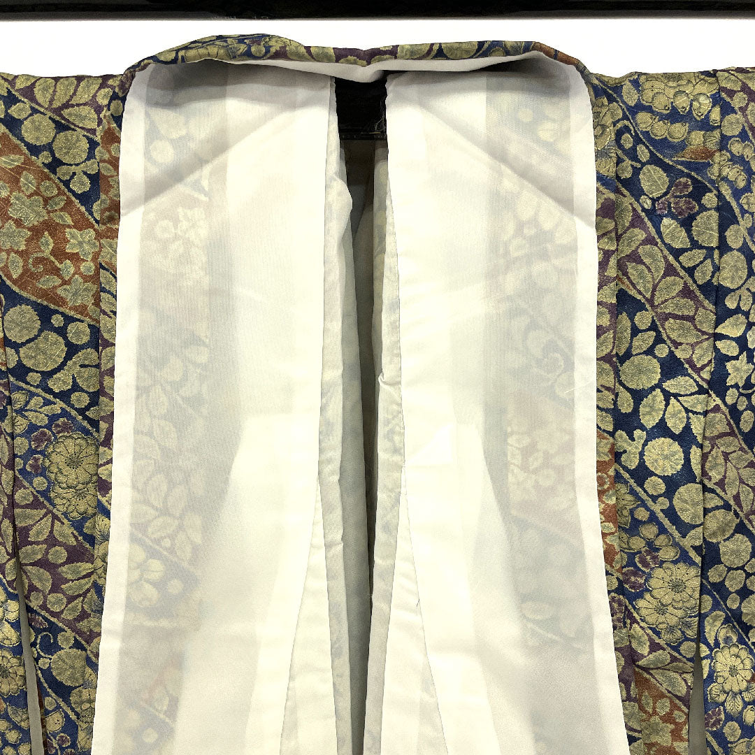 小紋 身丈159cm 裄丈63cm 袷 辻ヶ花 洗える着物 ポリ Sランク 紺系 1115000902318