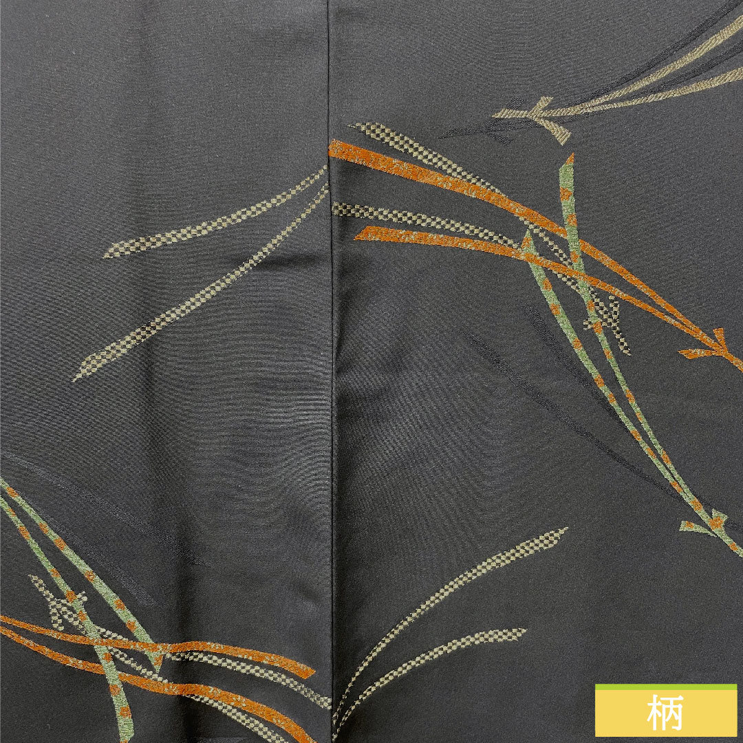 羽織 正絹 身丈78cm 裄丈63.5cm 黒羽織 松葉 一つ紋 桔梗に三つ鱗 Sランク 袷 黒系 1117000822910