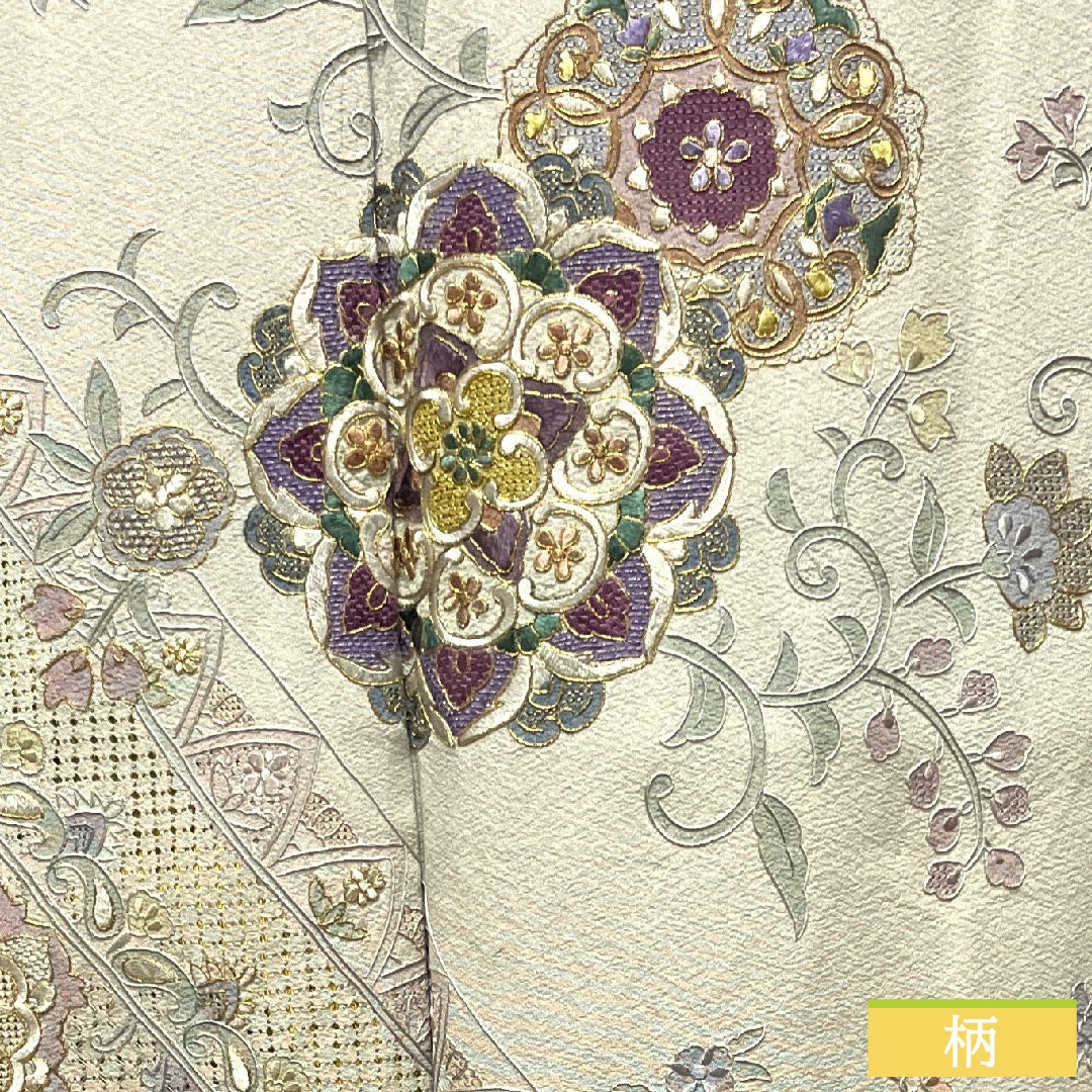 訪問着 正絹 袷 身丈161.5cm 裄丈65cm 銀灰色 蘇州刺繡 汕頭刺繡 作家物 Sランク グレー系 1112003342422