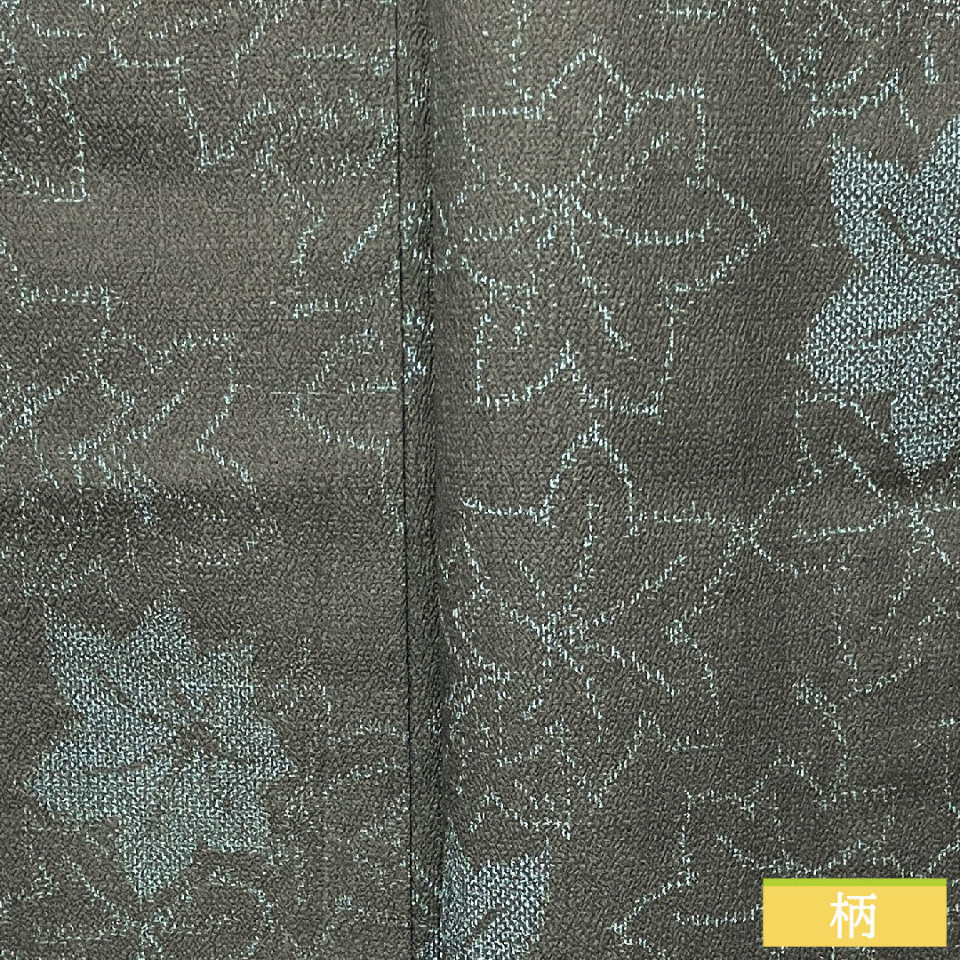 紬 正絹 身丈151.5cm 裄丈62cm 紅葉 Aランク 単衣 黒系 1116003153210