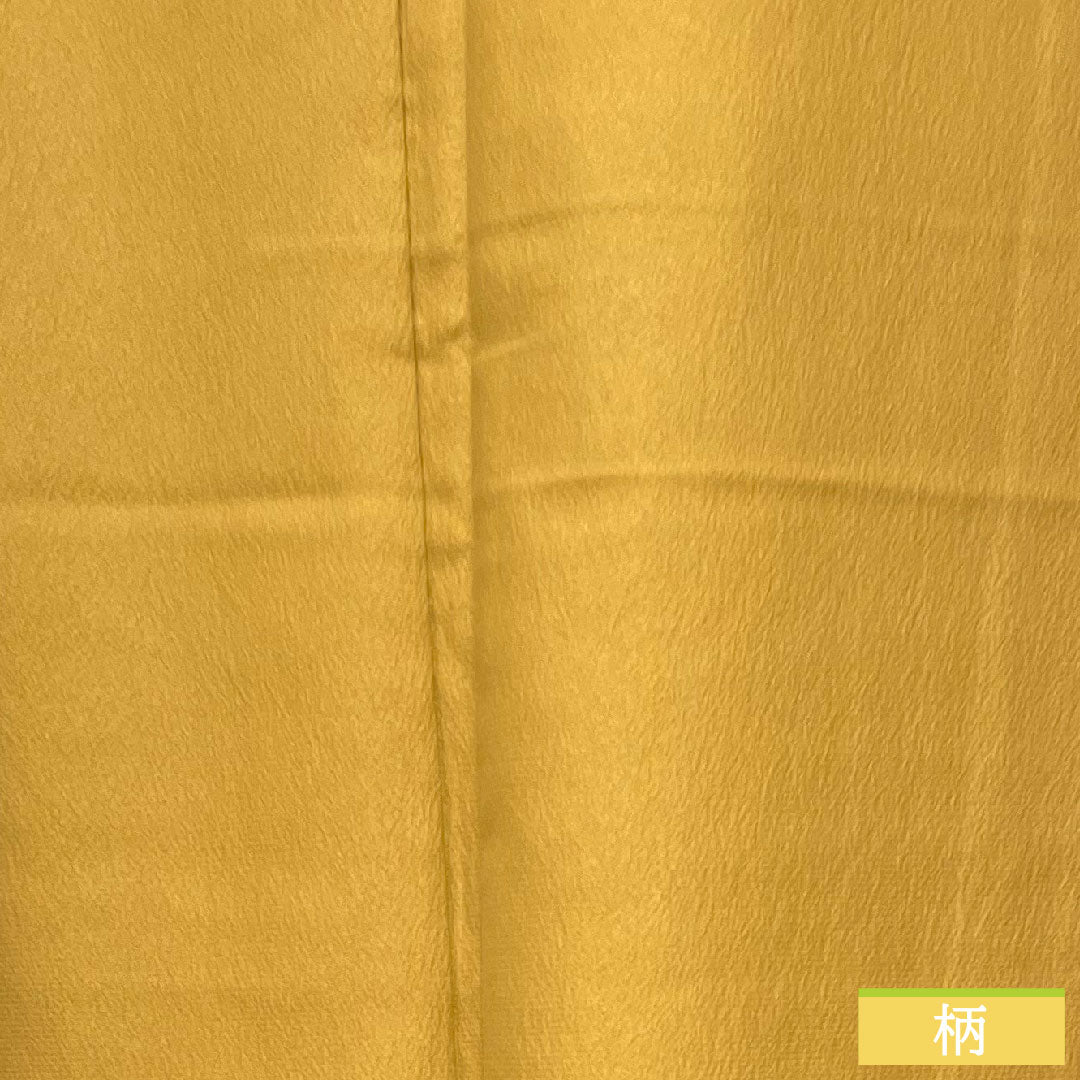 色無地 ポリエステル 身丈162cm 裄丈66.5cm 黄土色(おうどいろ) 洗える着物 素無地 袷 Sランク 黄系 1114001532423
