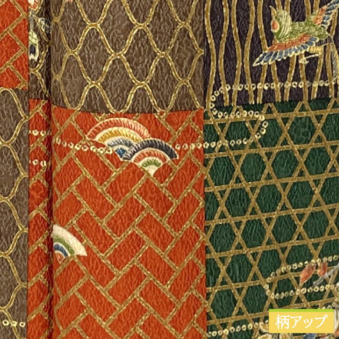 小紋 正絹 Sランク 身丈160cm 裄丈63cm 袷 京友禅 市松 古典柄 作家物 グラデーション系 1115006802499