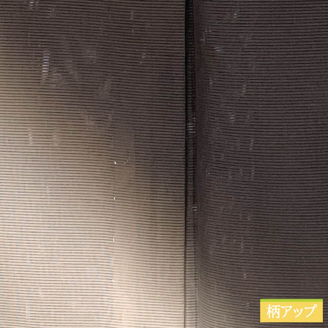 夏物 ポリエステル 付下げ Aランク 身丈160cm 裄丈64.5cm 玄色(げんいろ) 洗える着物 ボカシ染 一つ紋 絽 茶系 1132006143414