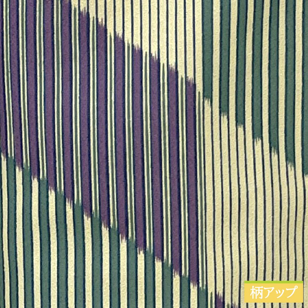Polyester Komon, Rank S, Length 161cm, Sleeve-to-shoulder 65.5cm, Unlined, Light Yellow Ochre, Stenciled, Stripes, Diagonal Ichimatsu, Washable Kimono, Yellow-based, 1115008012423