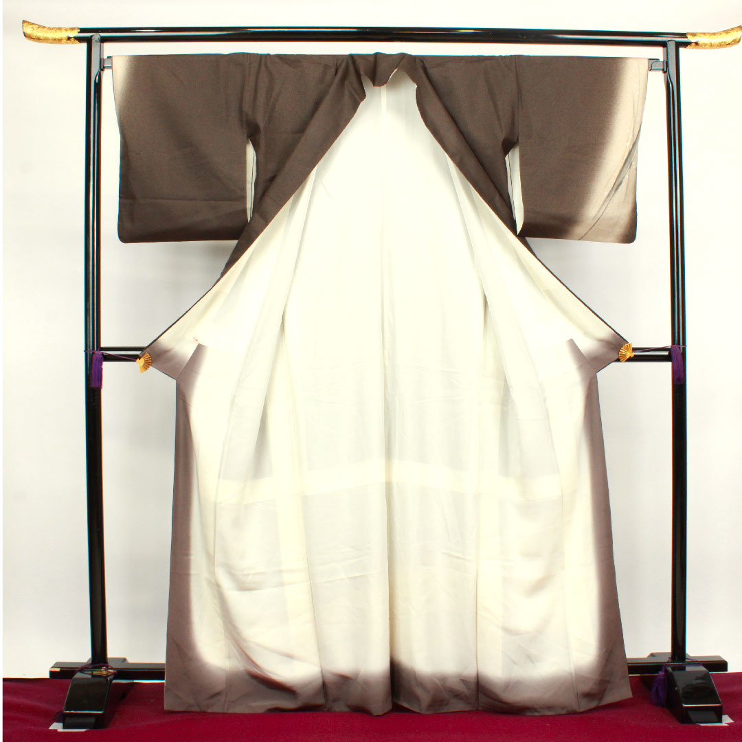 訪問着 袷 身丈167cm 裄丈64cm 消炭色 作家物 円相 正絹 Aランク 茶系 1112002473514
