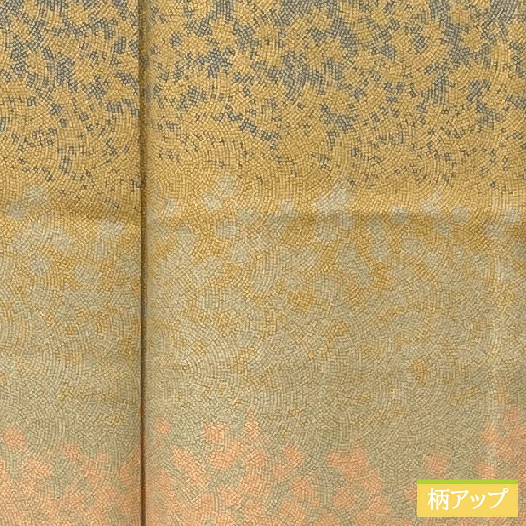 Komon silk S-rank, length 152.5cm, sleeve length 61.5cm, lined, Edo komon, stencil dyeing, circle with four squares, single crest, Seigaiha pattern, gradation pattern, product number 1115006492299