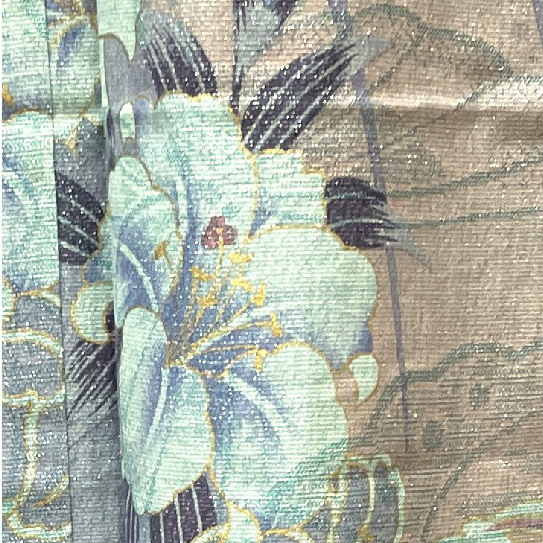 浴衣 鈍紫色 カサブランカ 銀通し 木綿 Sランク 単衣 身丈162cm 裄丈65.5cm グレー系 1118003822422